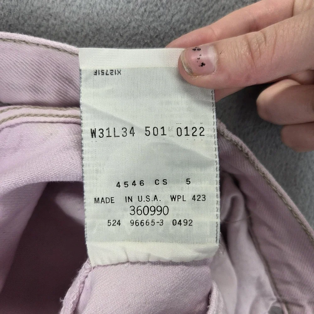 VTG Levis 501 Jeans Mens Pink Wash Dyed‎ Straight Button Fly USA Fits 27x32